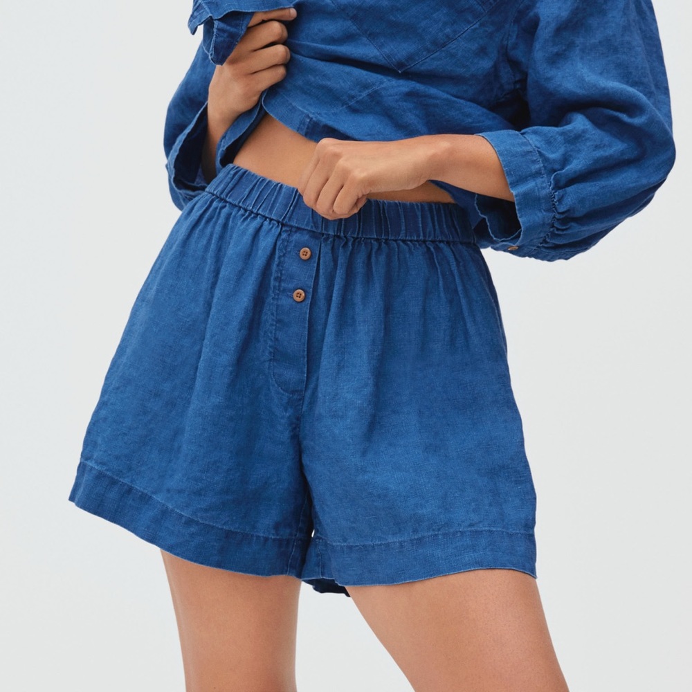 Everlane Linen Boxer Shorts Deep Blue NWT XL